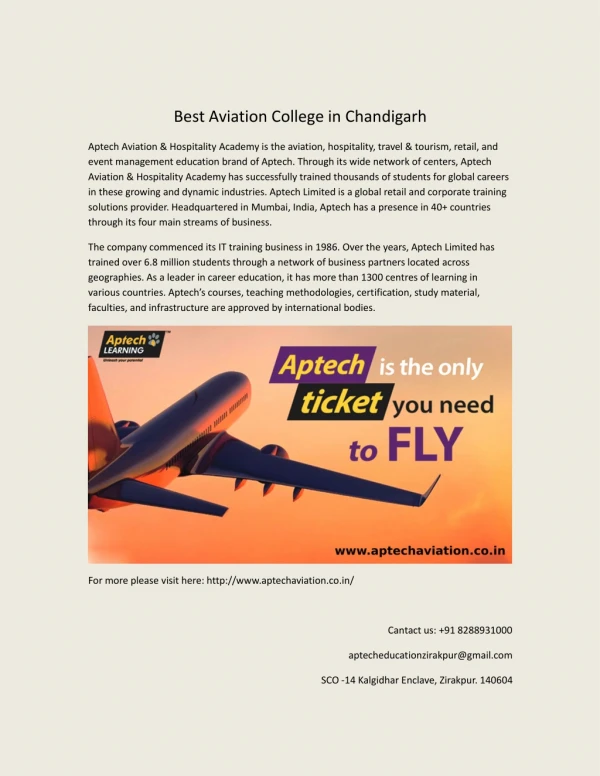 Best Aviation College in Chandigarh