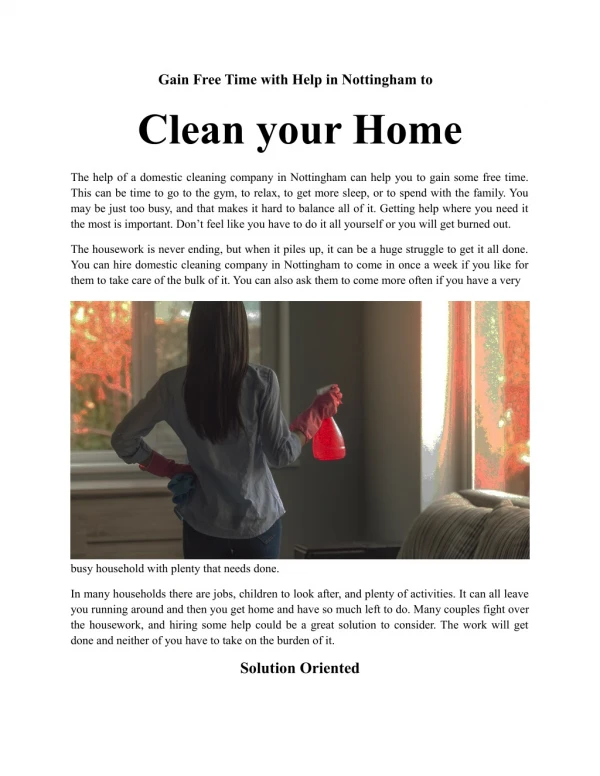 Gain Free Time with Help in Nottingham to Clean your Home