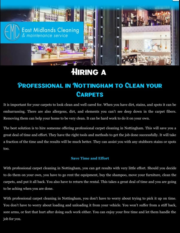 Hiring a Professional in Nottingham to Clean your Carpets