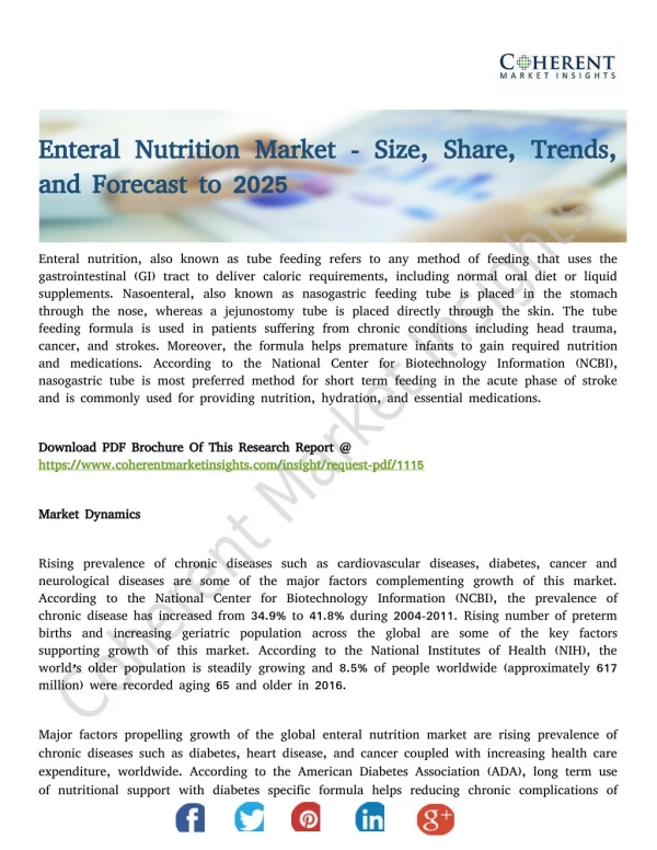 Enteral Nutrition Market - Size, Share, Trends, and Forecast to 2025