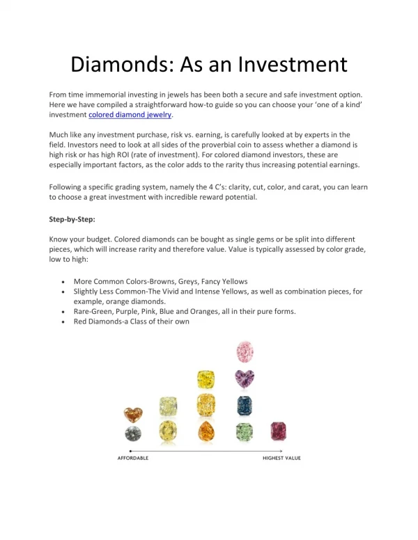 Diamonds - As an Investment - Asteria Diamonds