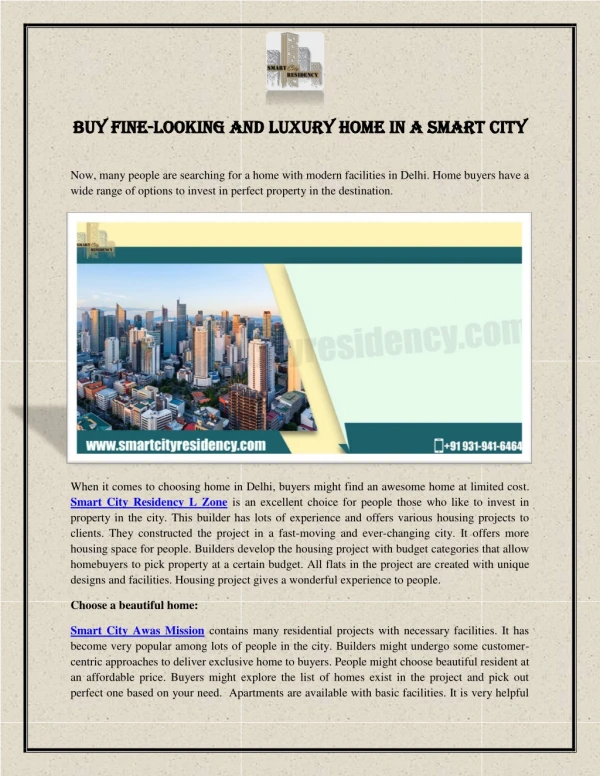 Buy Fine-Looking and Luxury Home in a Smart City