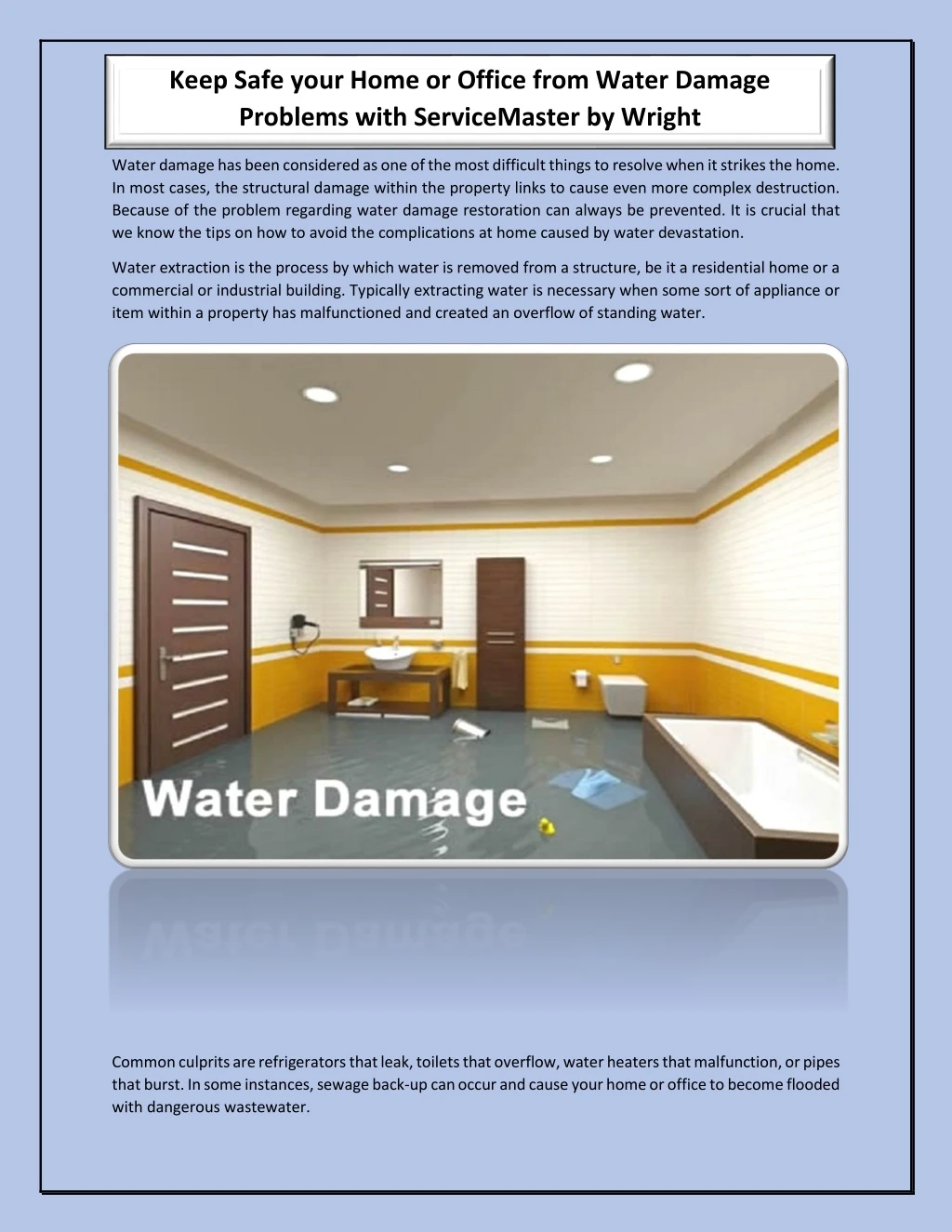 keep safe your home or office from water damage