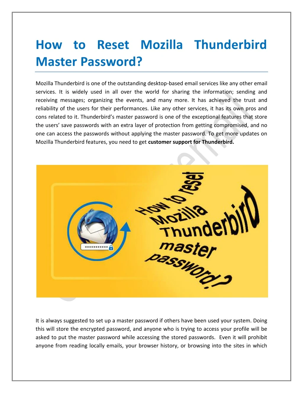 how to reset mozilla thunderbird master password