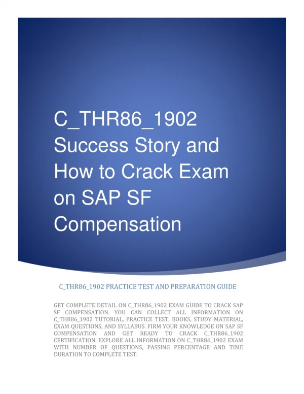 C_THR86_1902 Success Story and How to Crack Exam on SAP SF Compensation