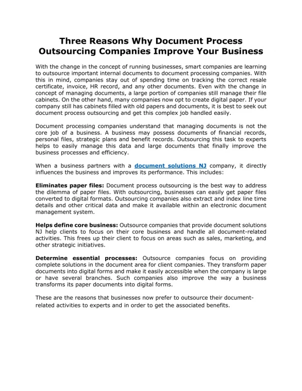 Three Reasons Why Document Process Outsourcing Companies Improve Your Business