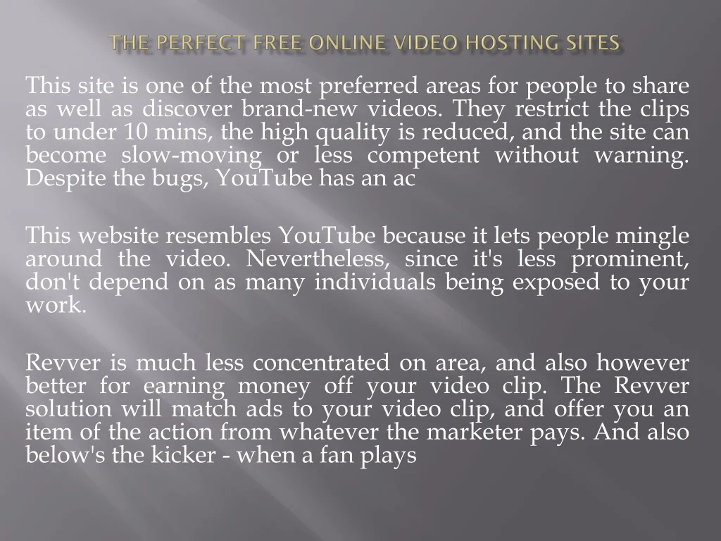 the perfect free online video hosting sites