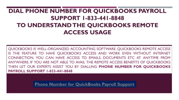Phone Number for QuickBooks Payroll Support