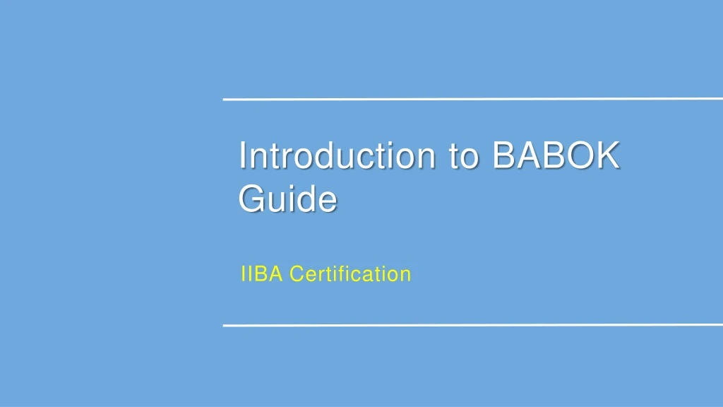 introduction to babok guide