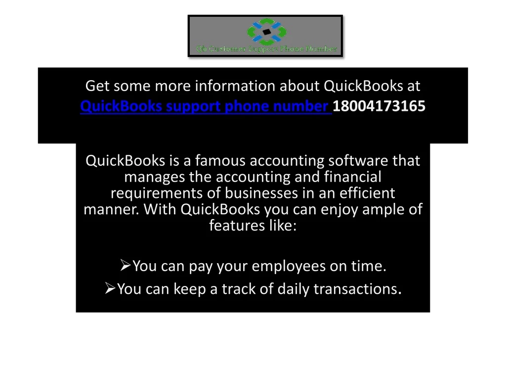 get some more information about quickbooks at quickbooks support phone number 18004173165