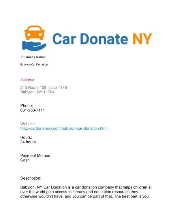 Babylon Car Donation