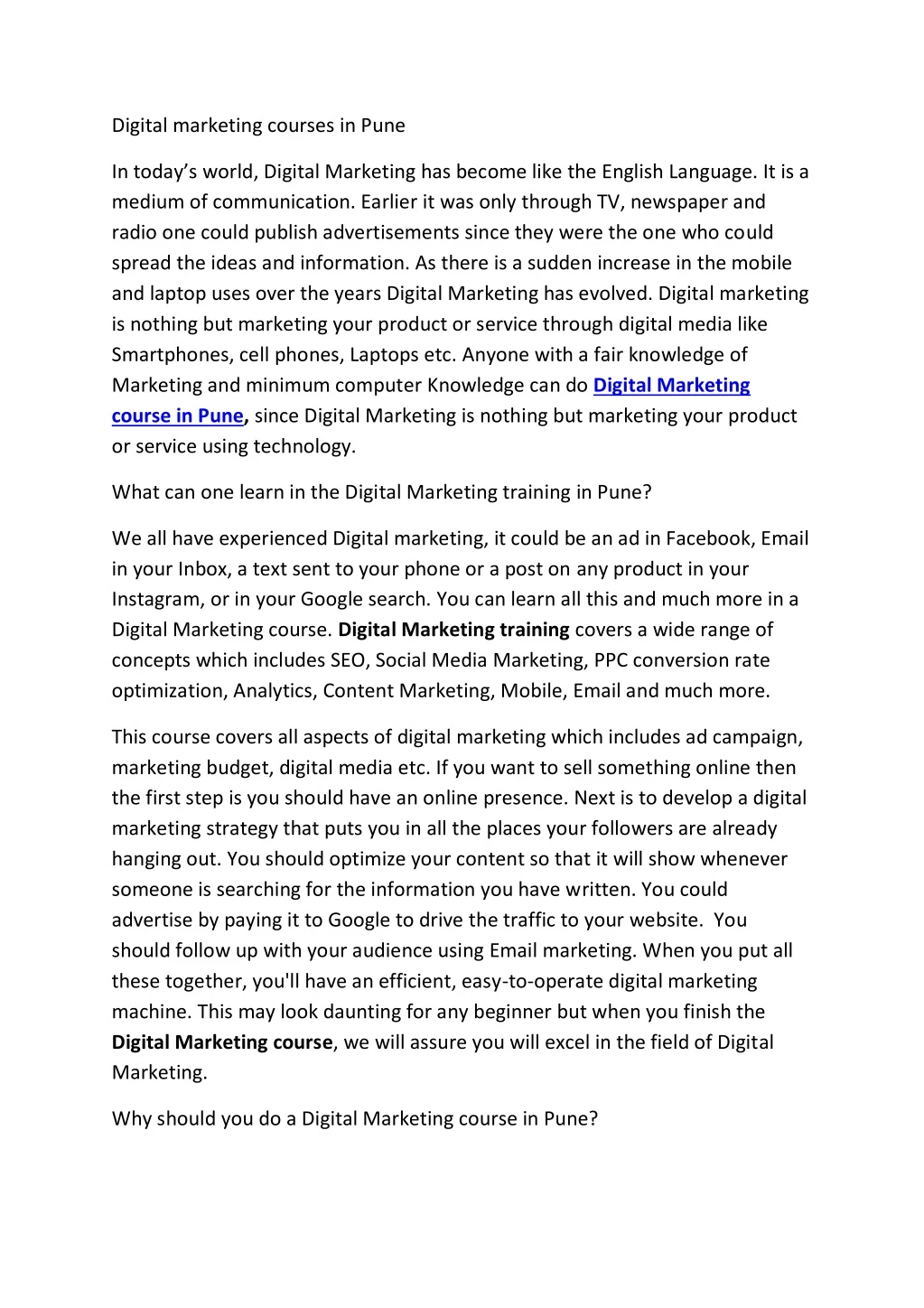 digital marketing courses in pune