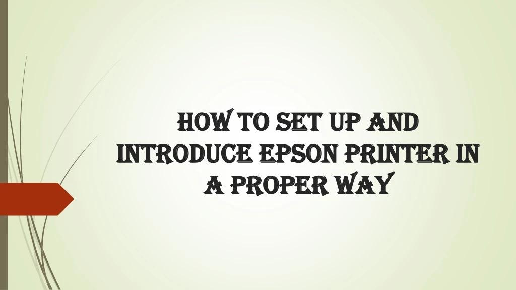 how to set up and introduce epson printer in a proper way