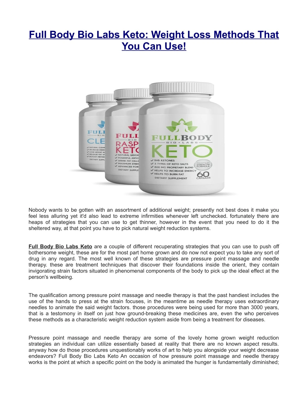 full body bio labs keto weight loss methods that