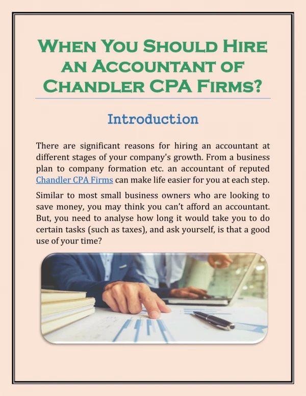 When You Should Hire an Accountant of Chandler CPA Firms?