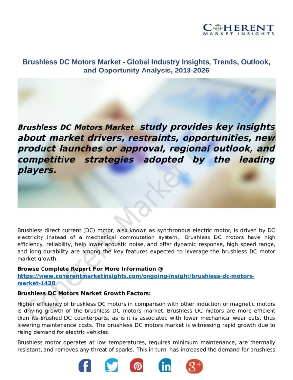 Brushless DC Motors Market