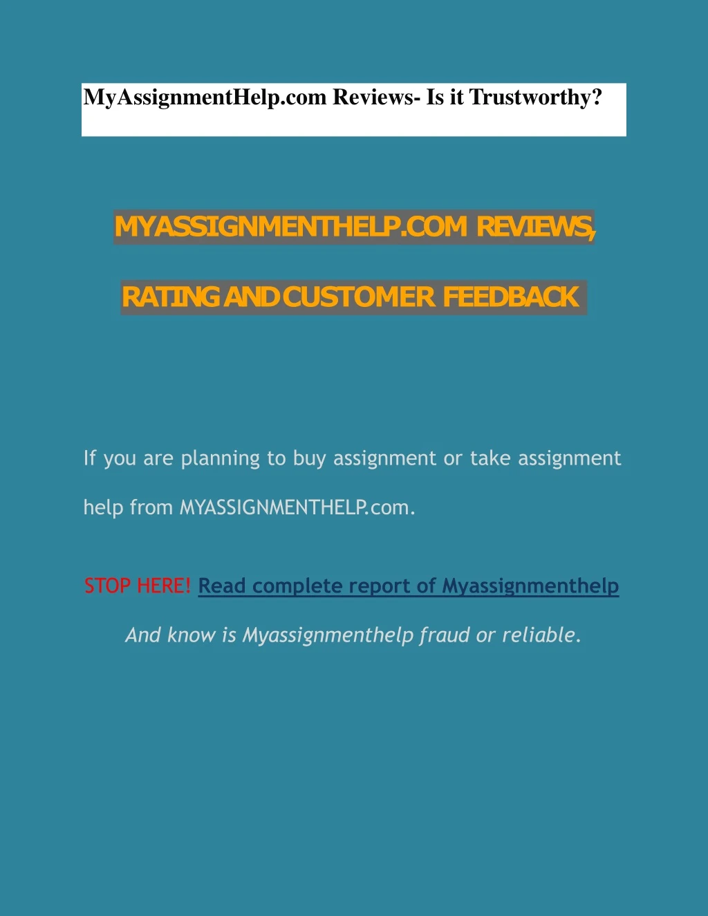 myassignmenthelp com reviews