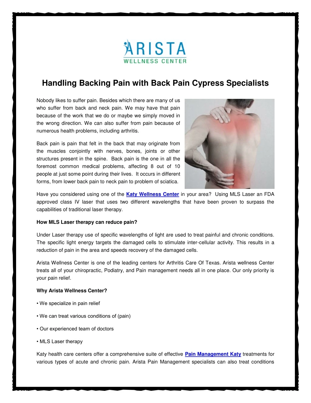handling backing pain with back pain cypress