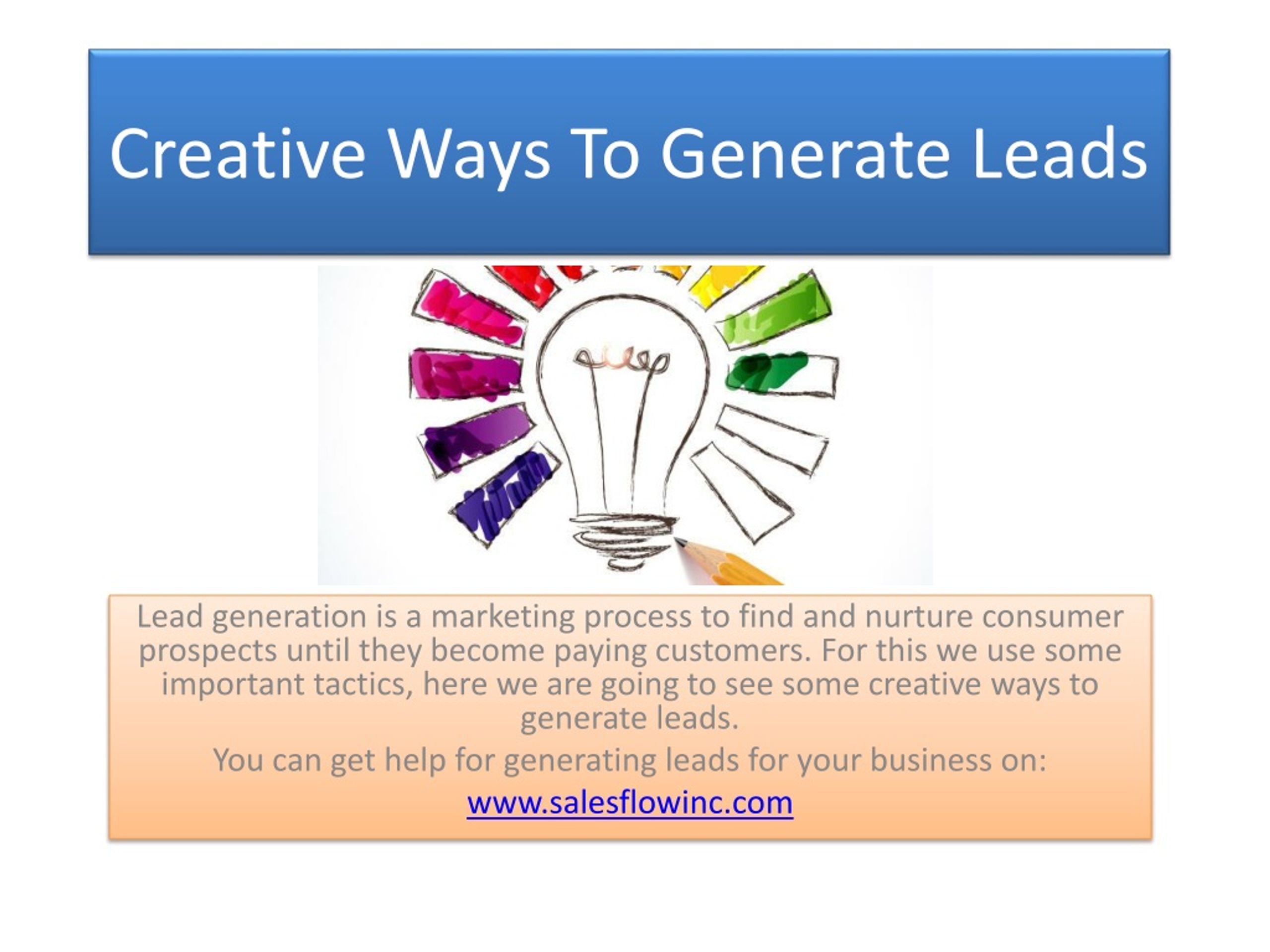 PPT - Creative Ways To Generate Leads PowerPoint Presentation, free ...