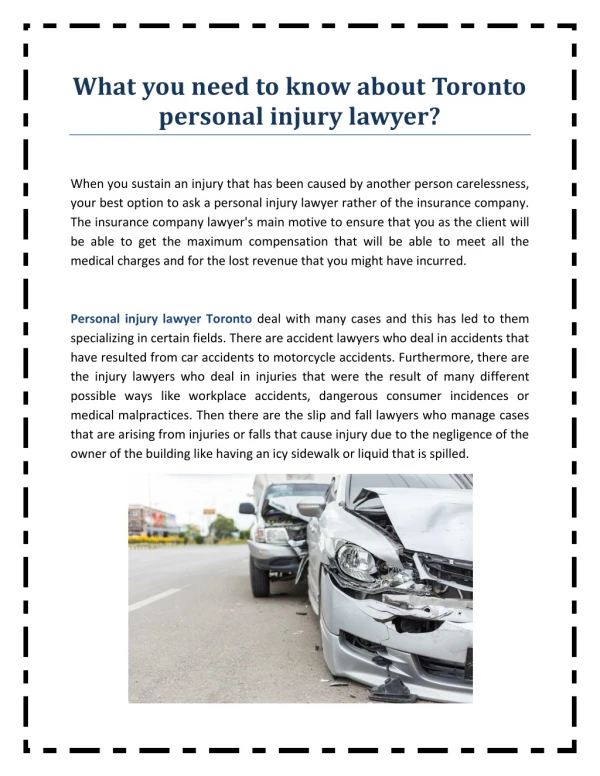 What do you need to know about Toronto personal injury lawyer