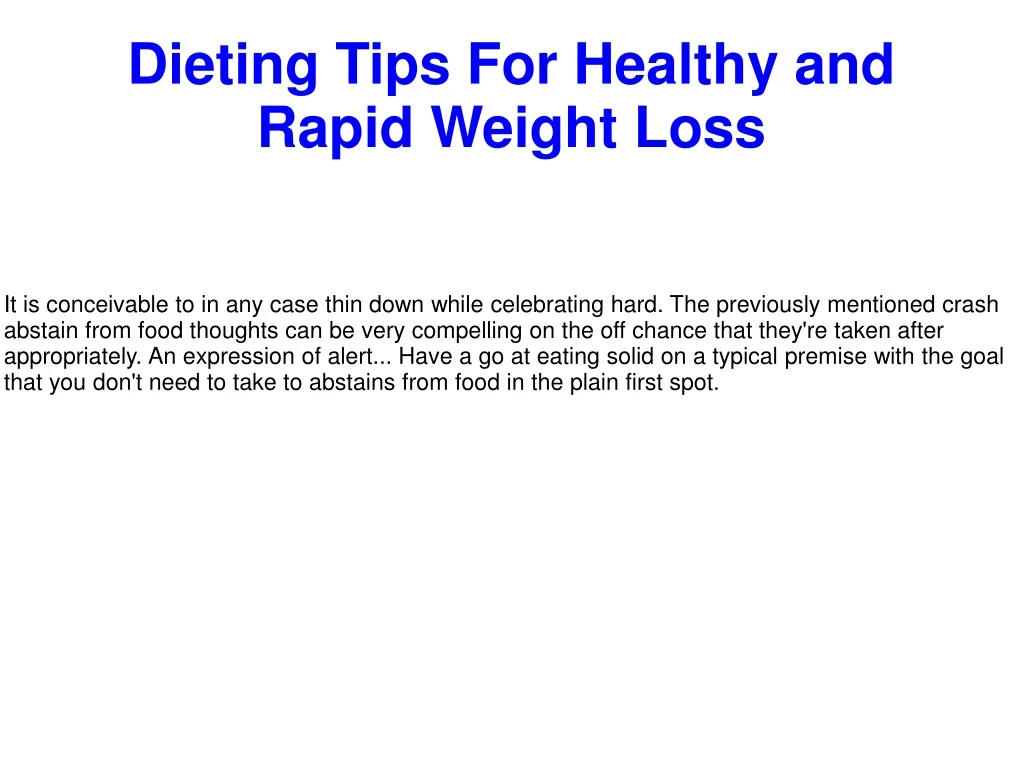 dieting tips for healthy and rapid weight loss