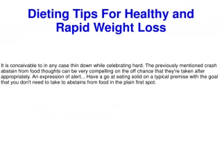 Dieting Tips For Healthy and Rapid Weight Loss
