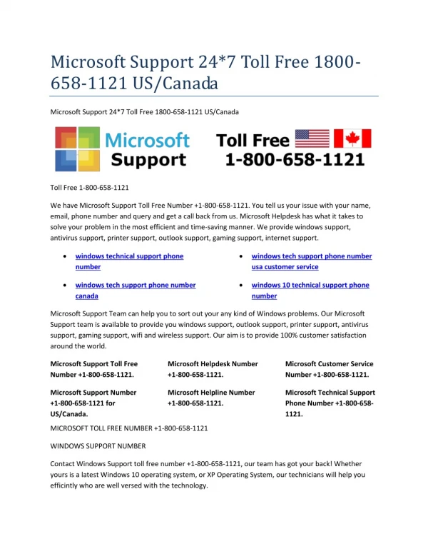 windows technical support phone number