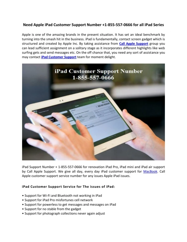 Why iPad Customer Support Number 1-855-557-0666