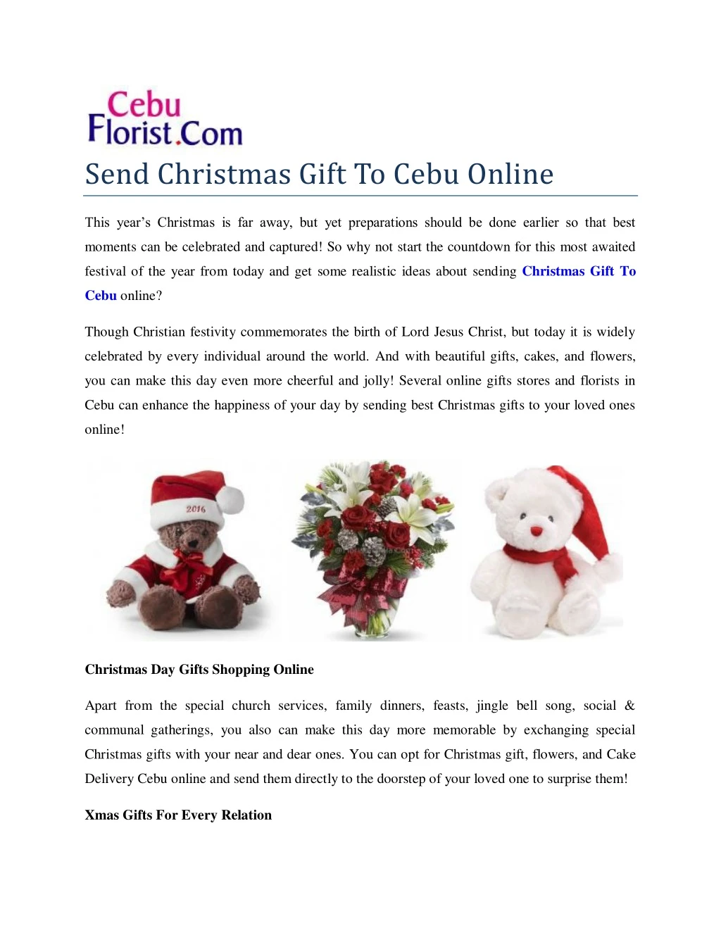 send christmas gift to cebu online