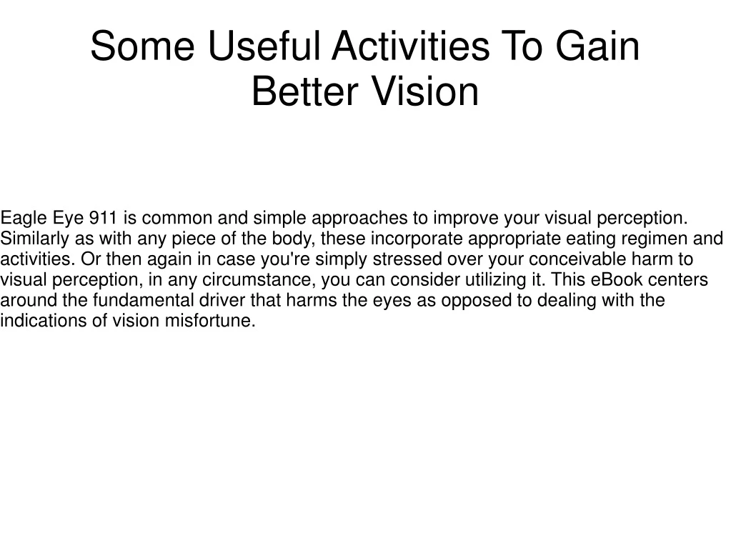 some useful activities to gain better vision