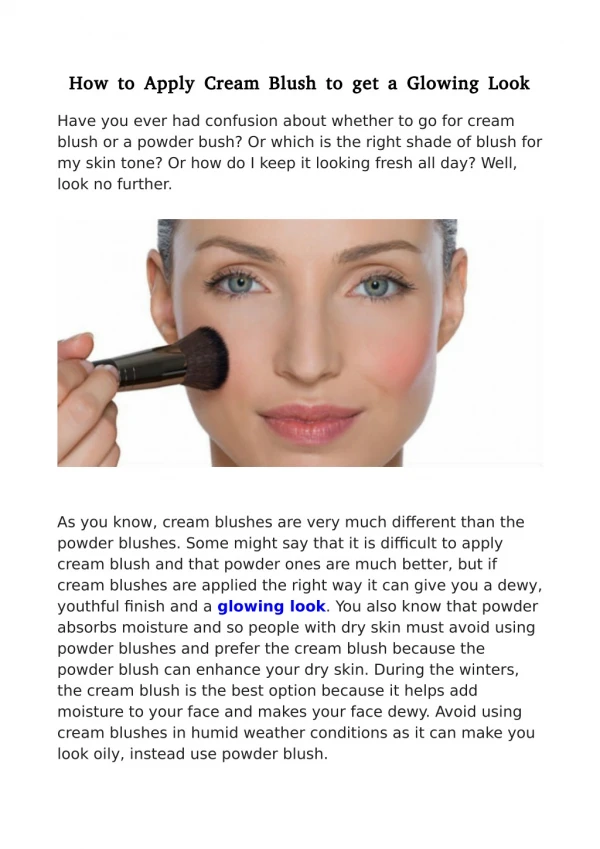 How to Apply Cream Blush to get a Glowing Look