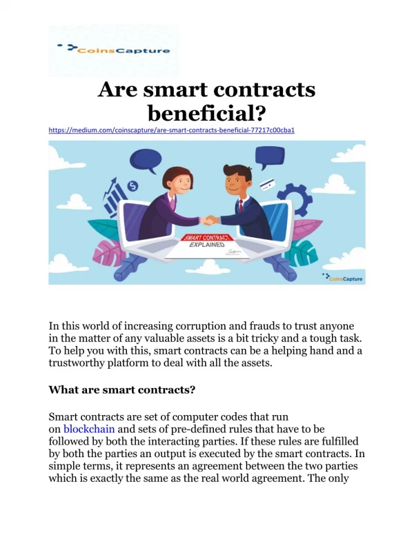 Are Smart Contracts Beneficial | Coinscapture