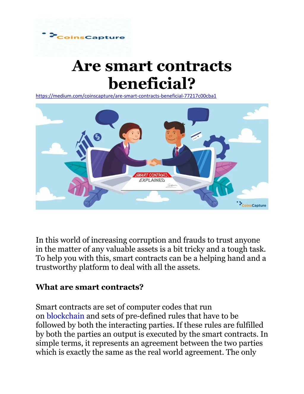are smart contracts beneficial https medium