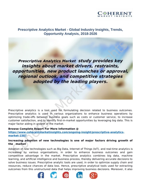 Prescriptive Analytics Market - Global Industry Insights, Trends, Opportunity Analysis, 2018-2026