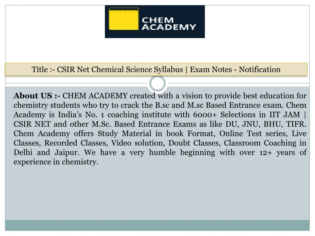 title csir net chemical science syllabus exam