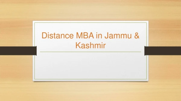 Distance Management Courses | Correspondence MBA | Distance MBA in Jammu & Kashmir