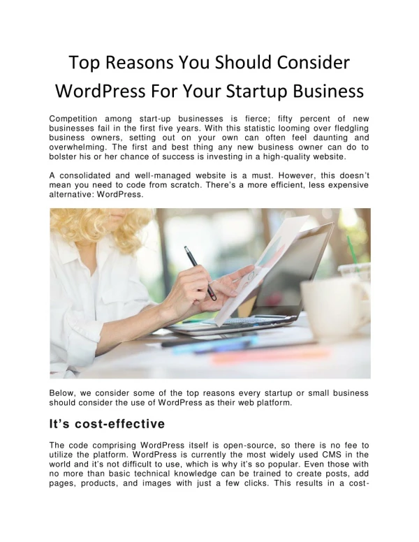 Top Reasons You Should Consider Wordpress For Your Startup Business