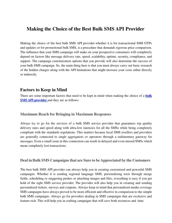 Bulk SMS API Provider and the Importance of Making the Right Choice