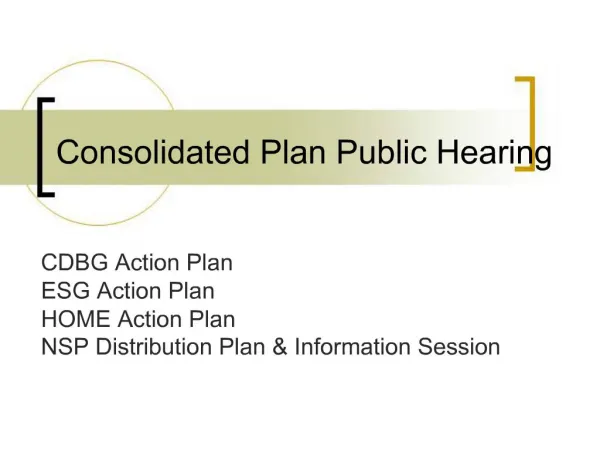 Consolidated Plan Public Hearing