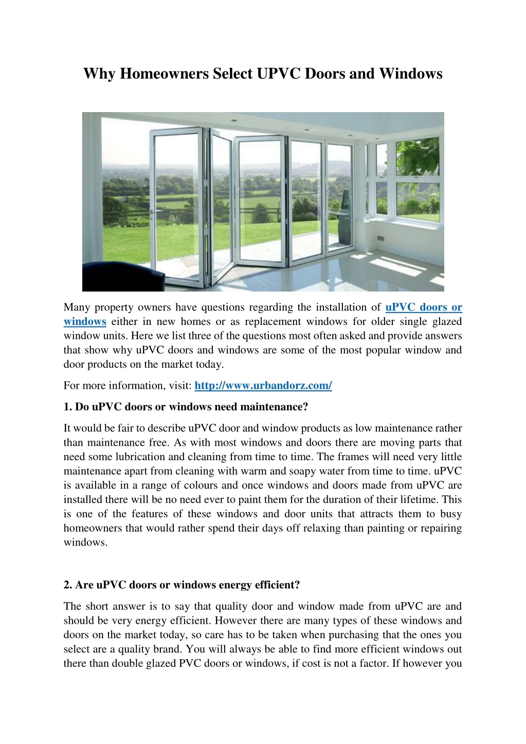 why homeowners select upvc doors and windows
