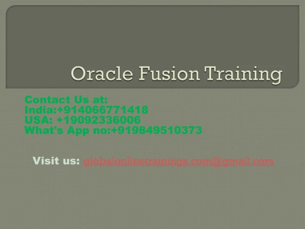 Oracle Fusion Training | Oracle Fusion Applications Training - GOT