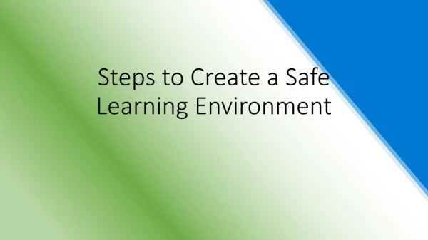 Steps to Create a Safe Learning Environment