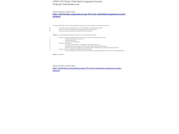 CMGT 433 Week 4 Individual Assignment Security Proposal://tutorfortune.com