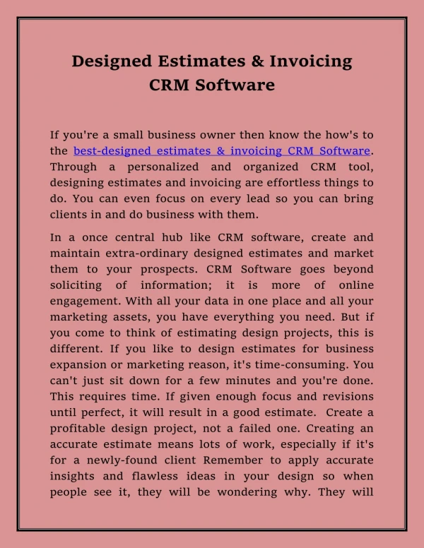 Designed Estimates & Invoicing CRM Software