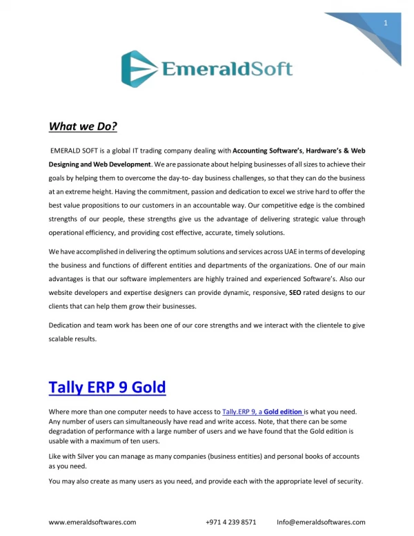 Tally erp 9 gold | Tally Software - Emerald Softwares