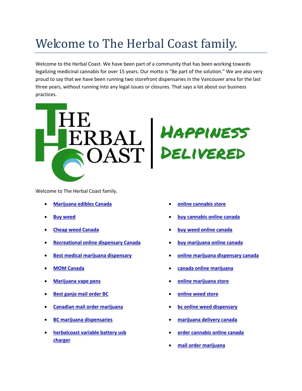 welcome to the herbal coast family