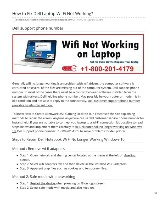 Dell Support Phone Number 1-800-201-4179 to Get Printer Support