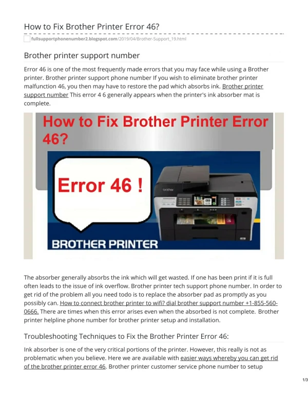 Brother Printer Support Phone Number 1-855-560-0666 Toll-Free