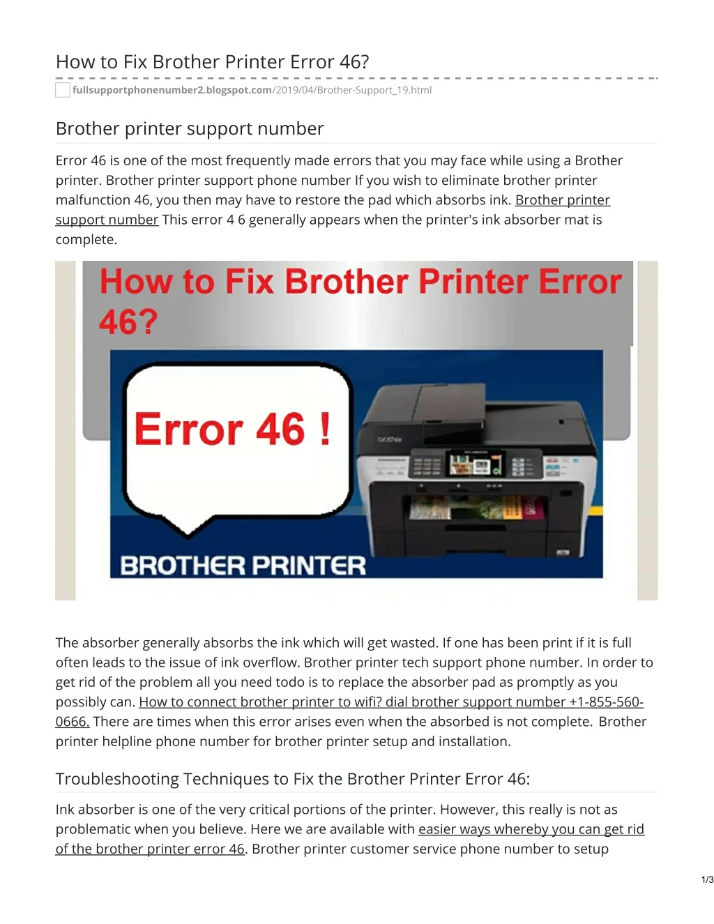 how to fix brother printer error 46