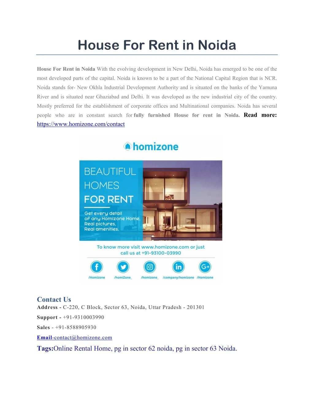 house for rent in noida
